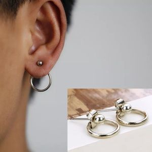 Dainty silver studded loop hoop earrings new!